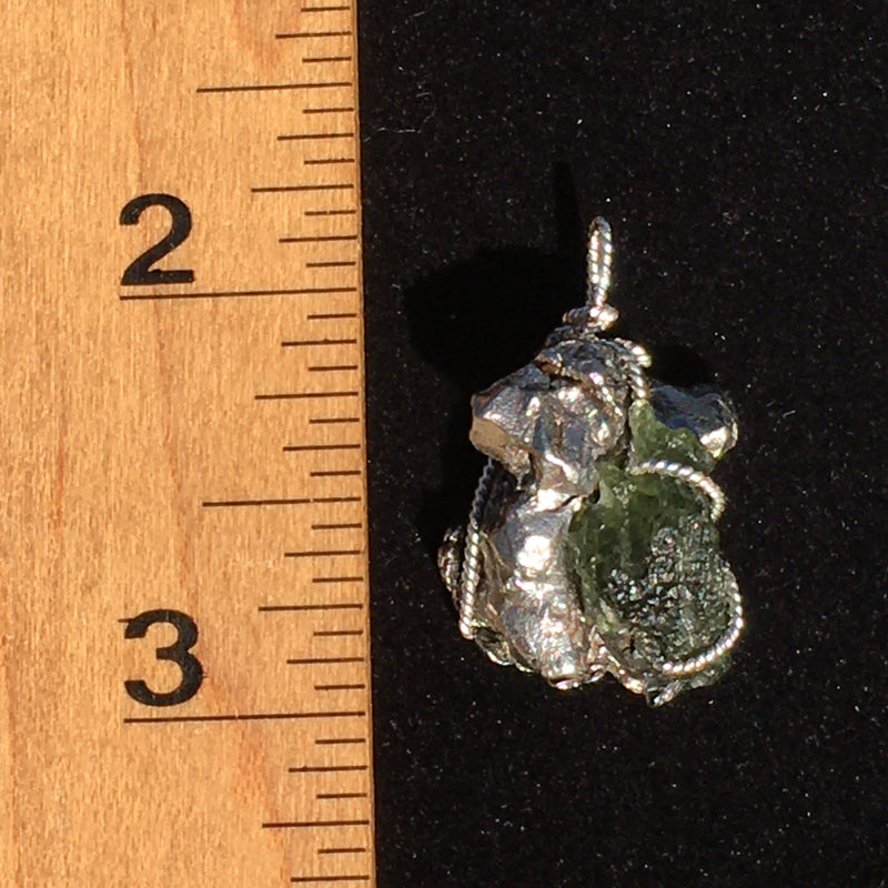 Moldavite Meteorite Pendant Sterling Silver-Moldavite Life