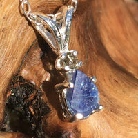 Benitoite Moldavite Crystal Pendant Necklace Sterling Silver-Moldavite Life