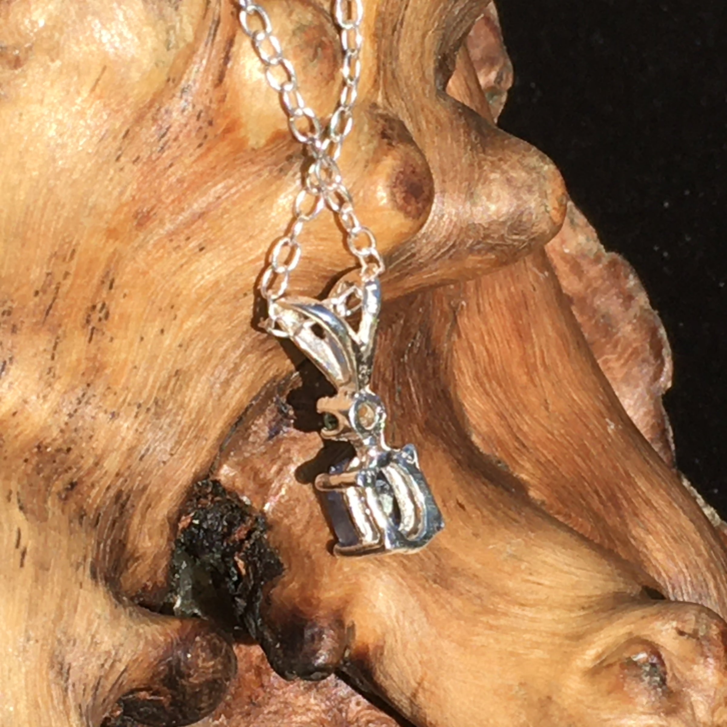Moldavite & Benitoite Crystal Pendant Necklace Sterling Silver-Moldavite Life