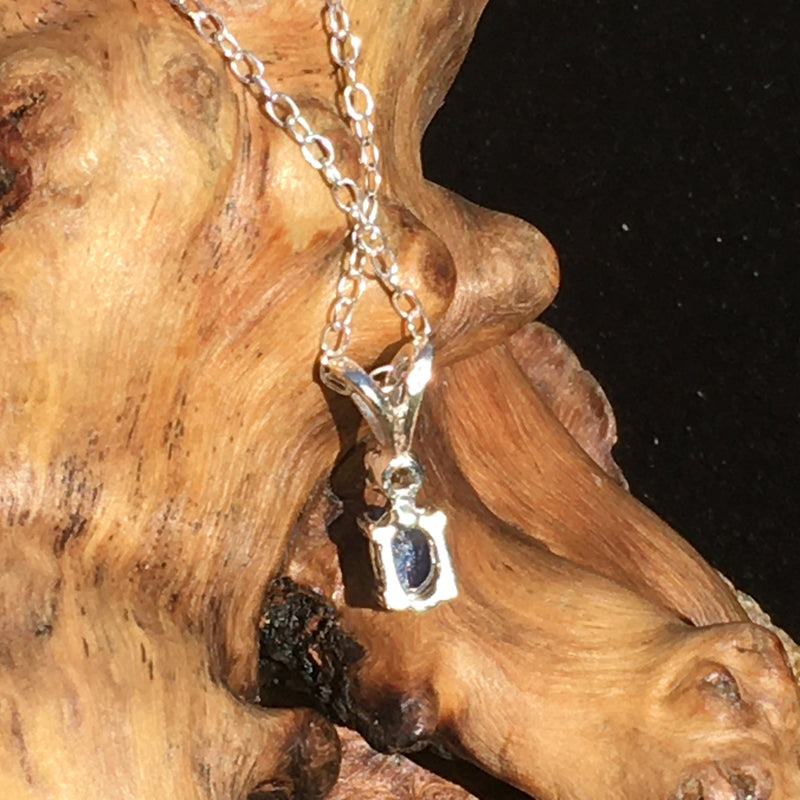 Moldavite & Benitoite Crystal Pendant Necklace Sterling Silver-Moldavite Life