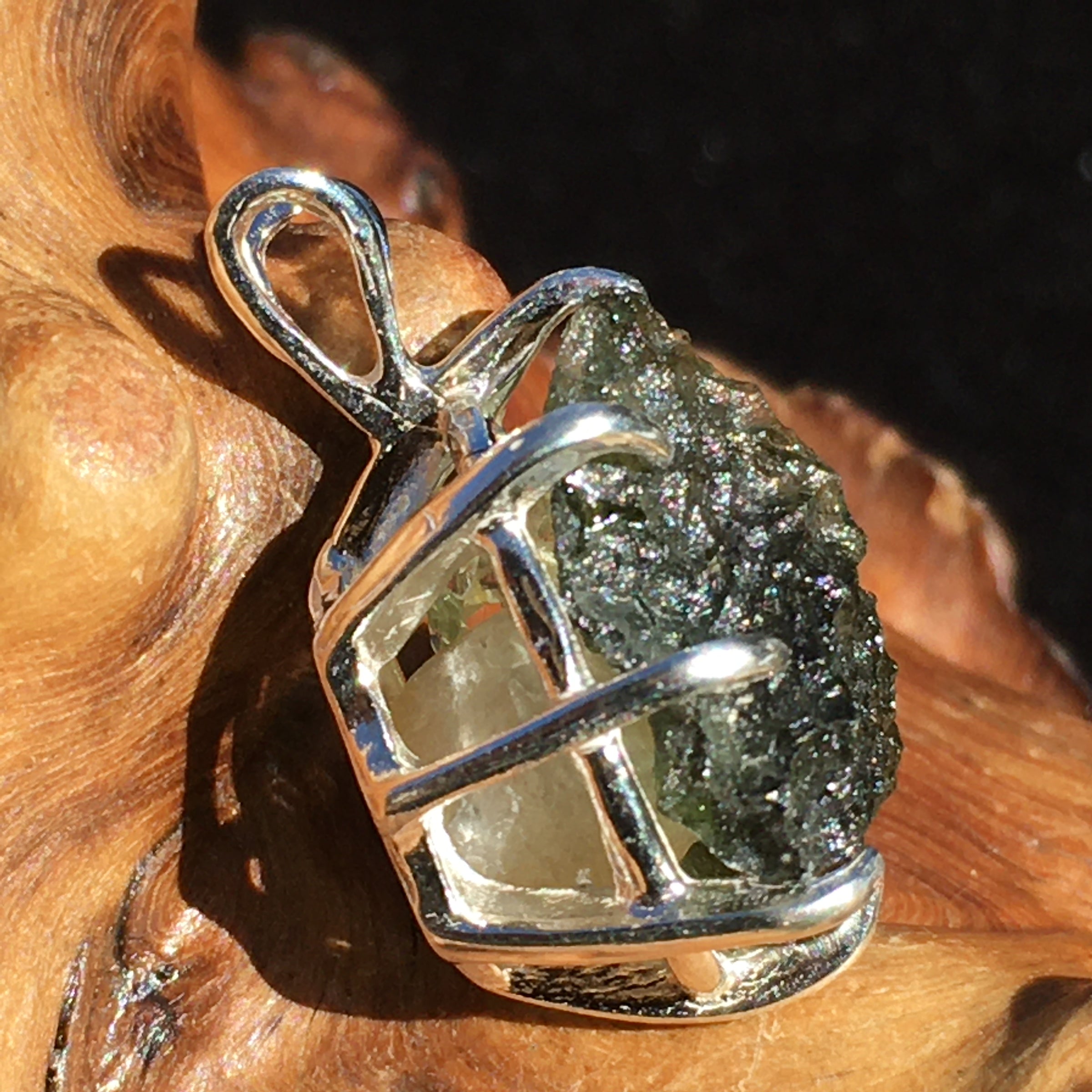 Moldavite Phenacite Herkimer Basket Pendant Silver-Moldavite Life