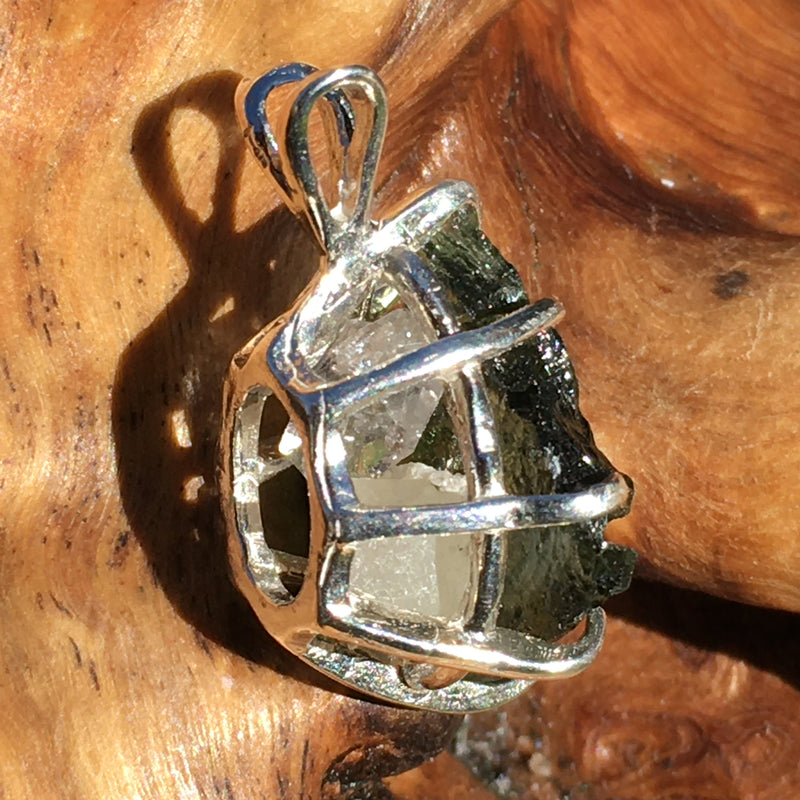 Moldavite Phenacite Herkimer Basket Pendant Silver-Moldavite Life