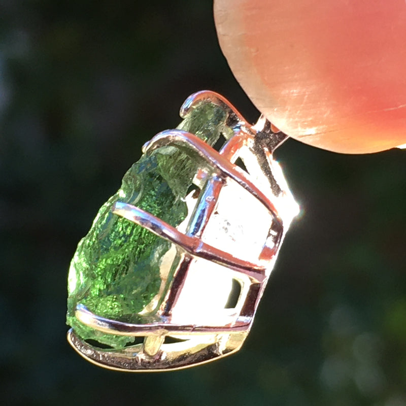 Moldavite Phenacite Herkimer Basket Pendant Silver-Moldavite Life