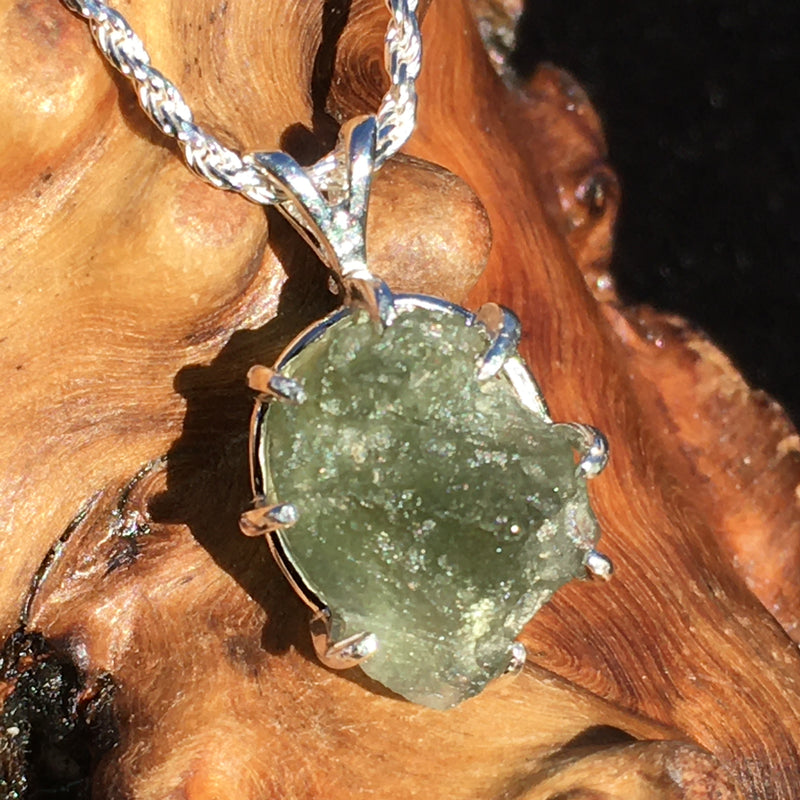 Moldavite Herkimer Diamond Basket Pendant Silver-Moldavite Life