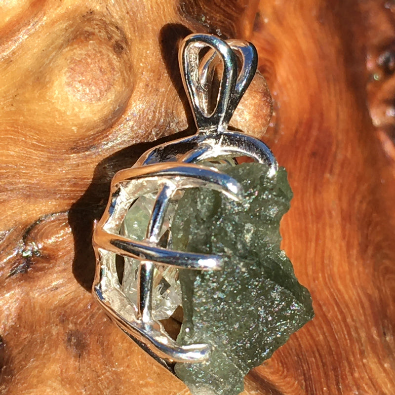 Moldavite Herkimer Diamond Basket Pendant Silver-Moldavite Life