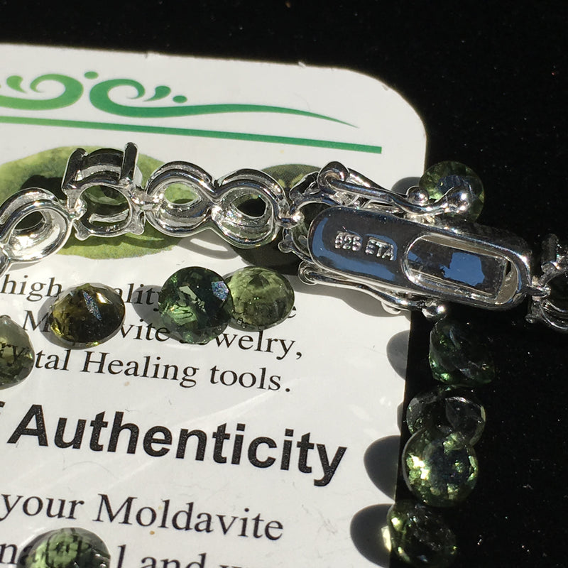 Infinity Moldavite Bracelet Sterling Silver Faceted-Moldavite Life