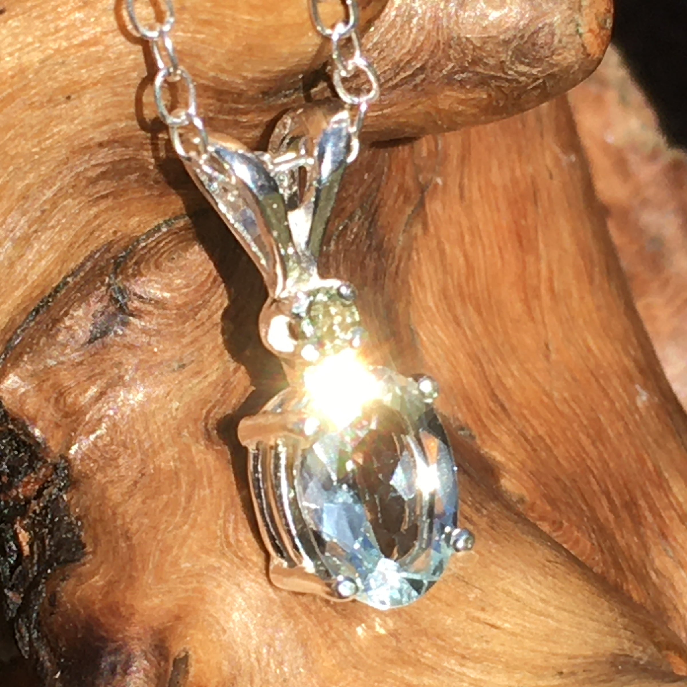Moldavite Aquamarine Crystal Silver Pendant Necklace-Moldavite Life