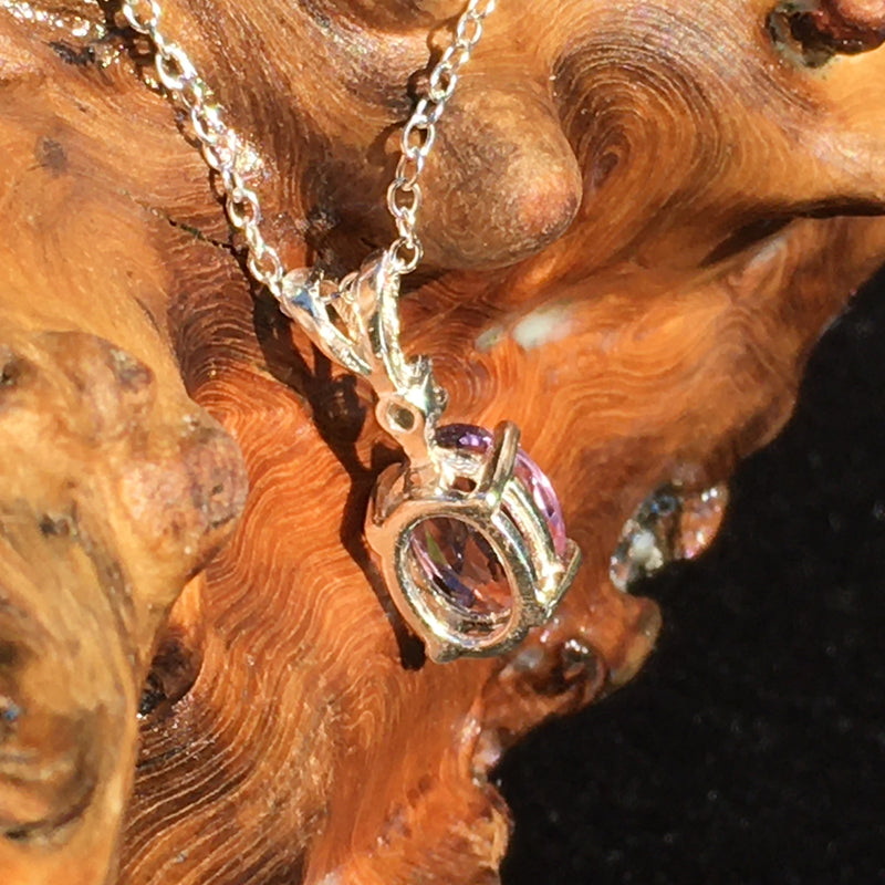 Amethyst Moldavite Necklace Sterling Silver Faceted-Moldavite Life