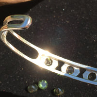 Faceted Moldavite Danburite Bracelet Sterling Silver-Moldavite Life