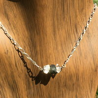 Moldavite Herkimer Diamond Sterling Silver Bead Necklace-Moldavite Life