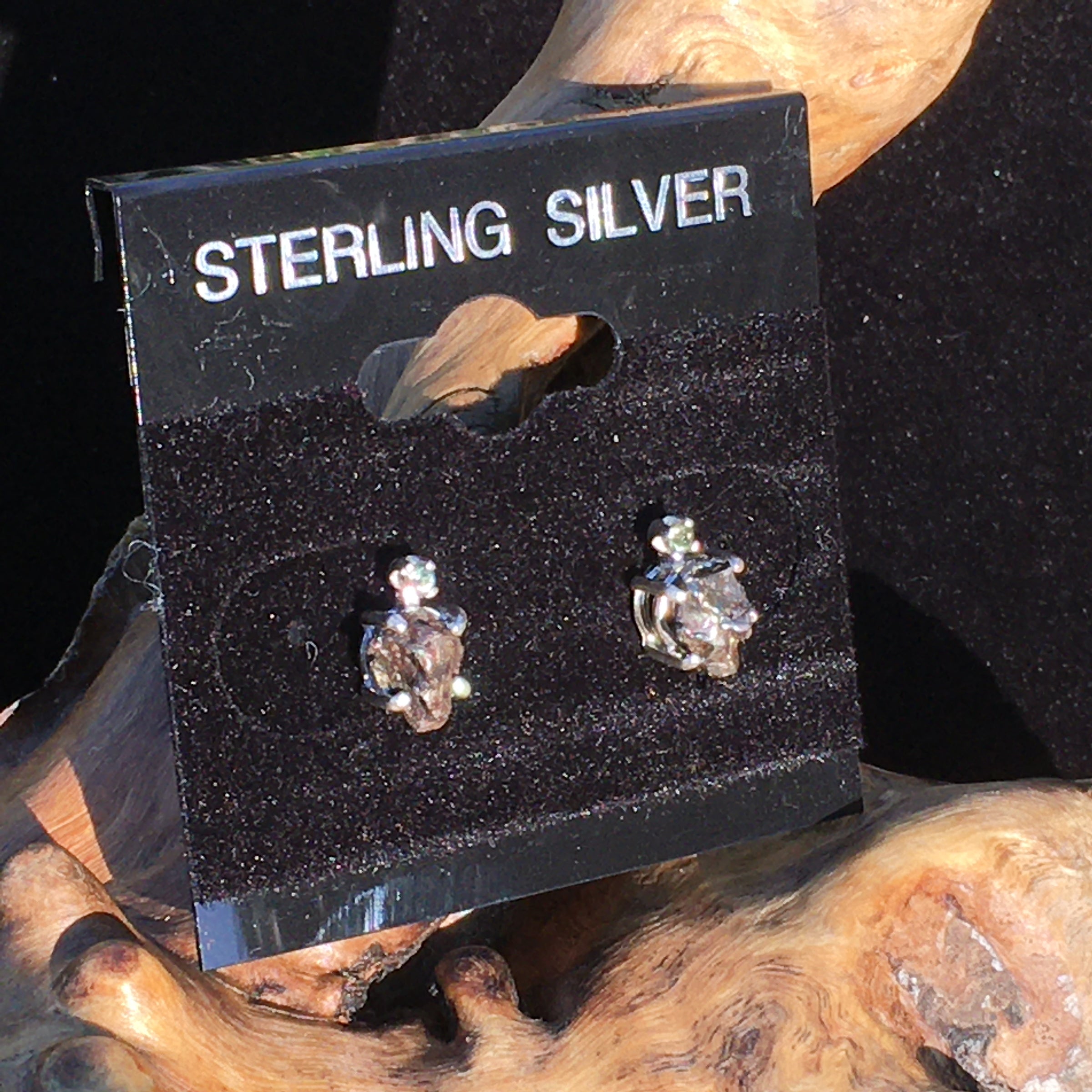 Moldavite Meteorite Sterling Silver Earrings-Moldavite Life