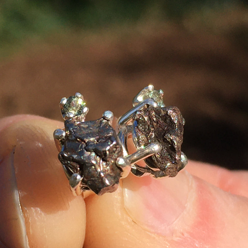 Moldavite Meteorite Sterling Silver Earrings-Moldavite Life