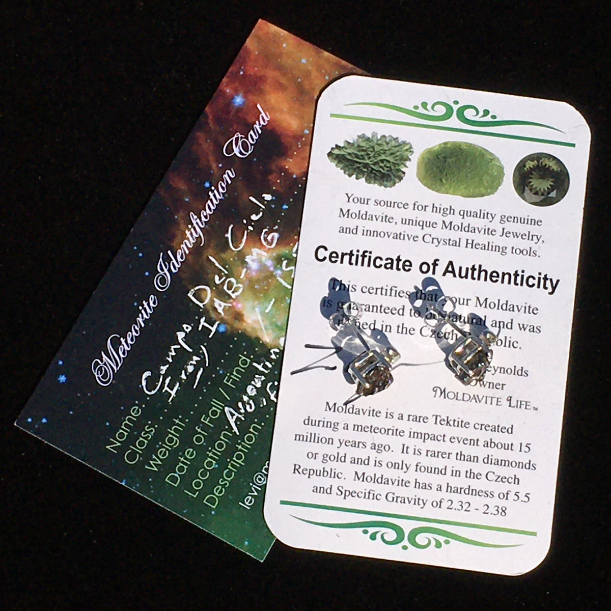 Moldavite Meteorite Sterling Silver Earrings-Moldavite Life