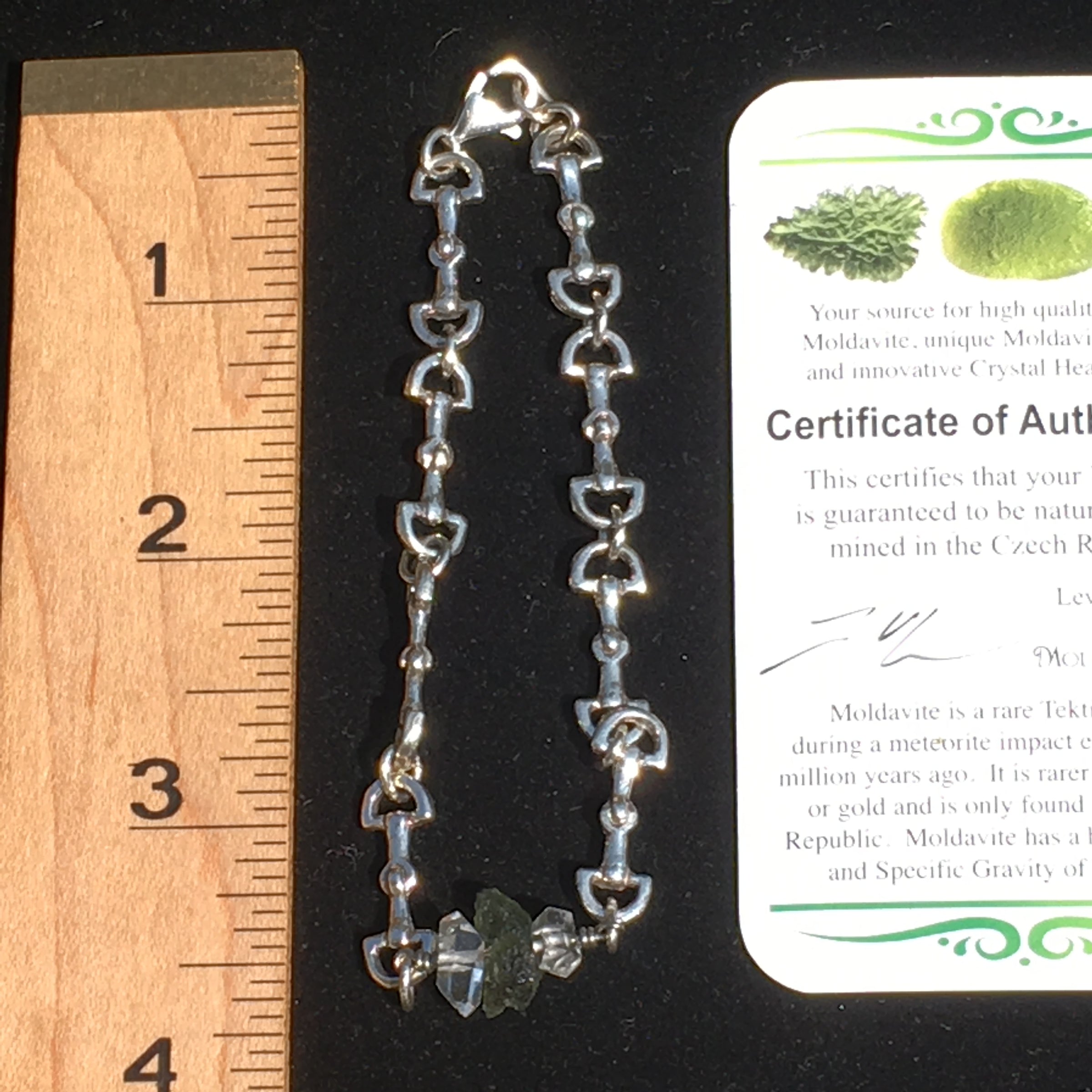 Moldavite Herkimer Diamond Bead Bracelet Silver-Moldavite Life