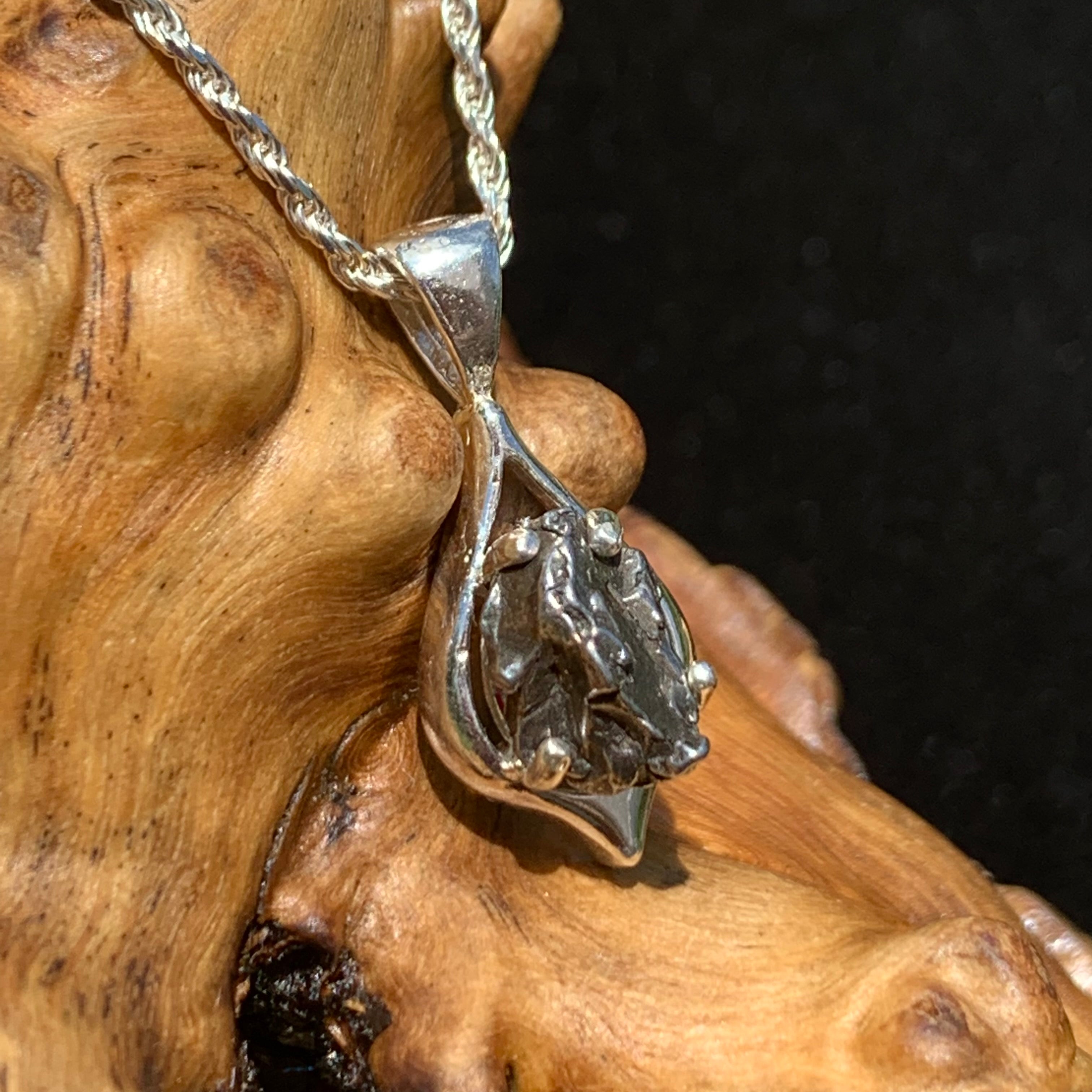 Campo Del Cielo Meteorite Drop Pendant Sterling Silver