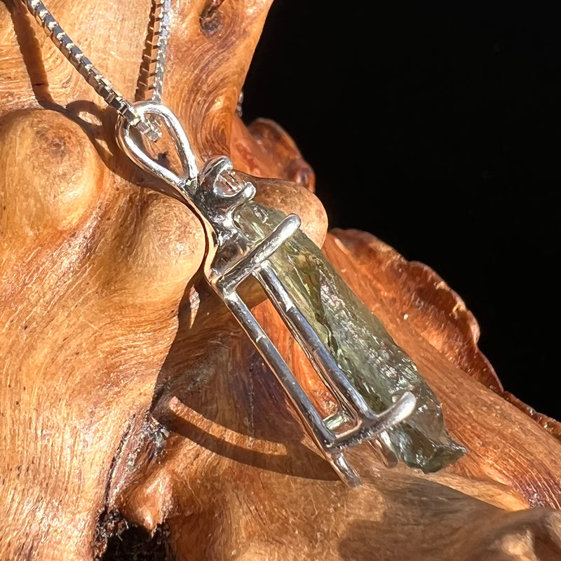 Raw Moldavite & Faceted Danburite Necklace Sterling #3194