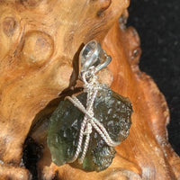 Moldavite Phenacite Herkimer Diamond Silver Wire Wrapped Pendant Raw Natural