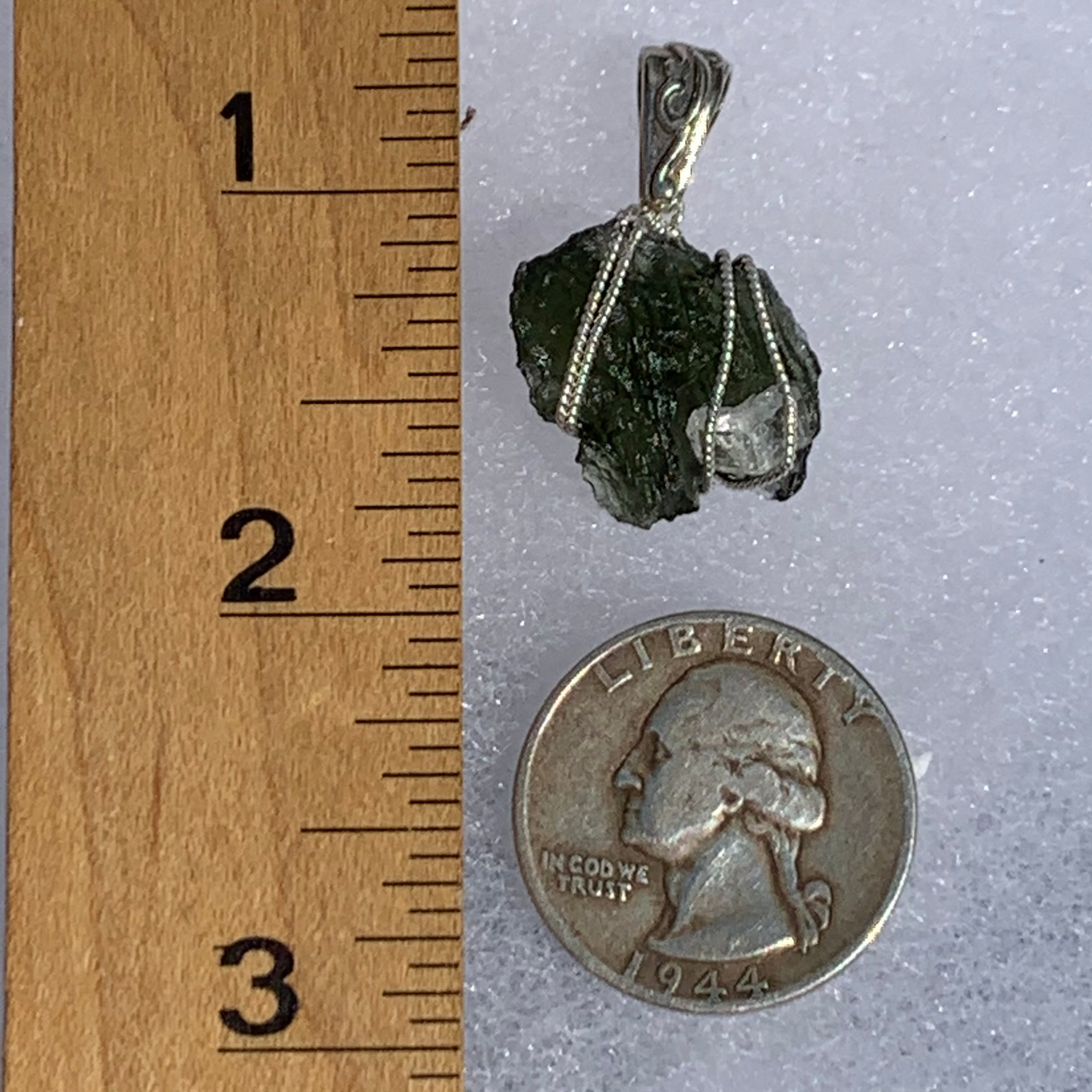 Moldavite Phenacite Herkimer Diamond Silver Wire Wrapped Pendant Raw Natural