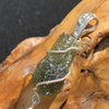 Moldavite Phenacite Silver Wire Wrapped Pendant Natural Certified