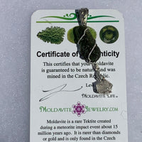 Moldavite Phenacite Silver Wire Wrapped Pendant Natural Certified