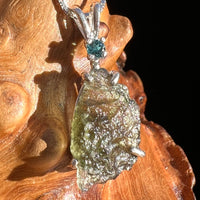Moldavite & Blue Tourmaline Indicolite Necklace Sterling #3401