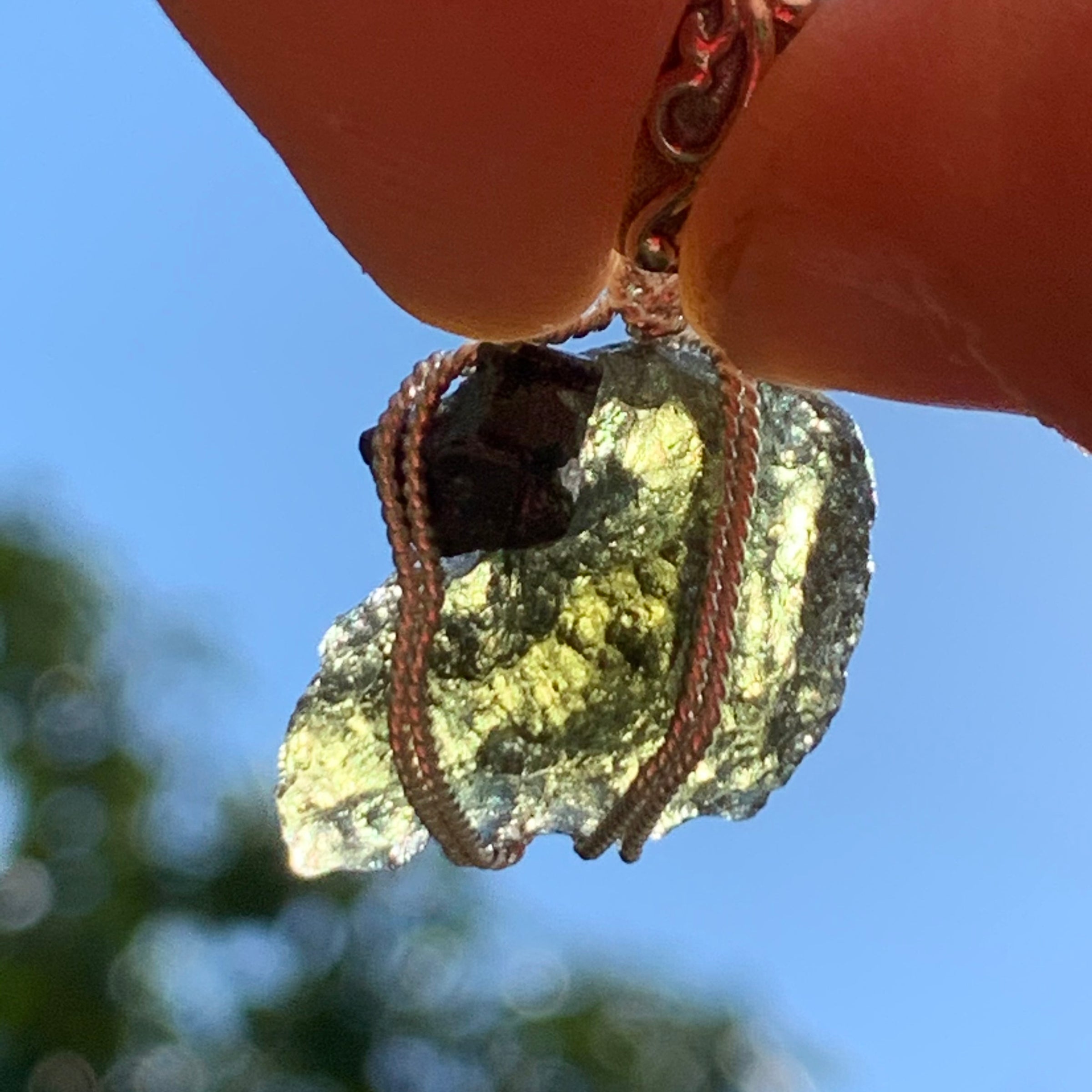 Moldavite Brookite Silver Wire Wrapped Pendant Raw Natural Genuine