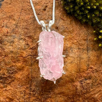 Crystallized Rose Quartz & Moldavite Necklace Sterling #2