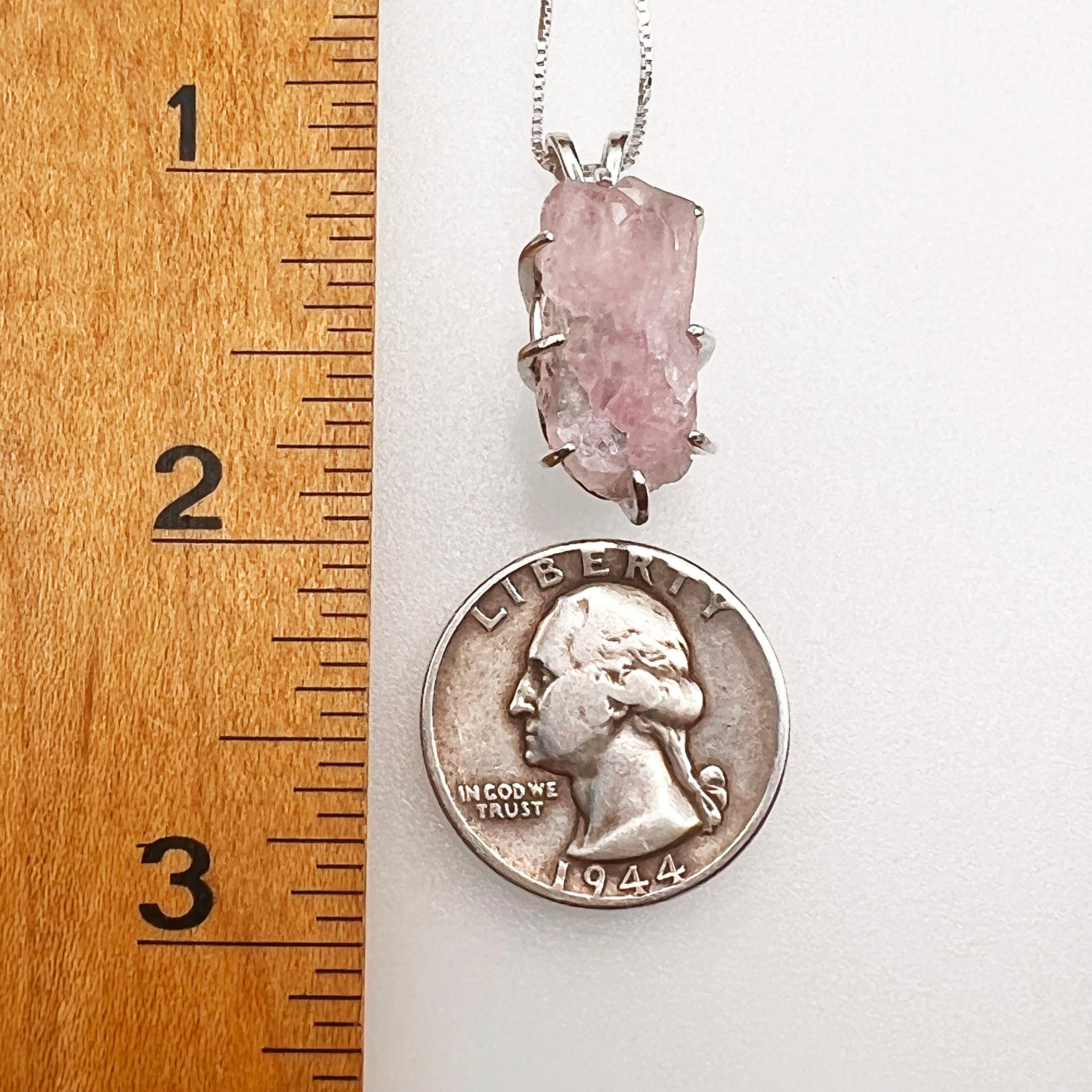 Crystallized Rose Quartz & Moldavite Necklace Sterling #2