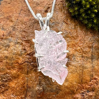 Crystallized Rose Quartz Moldavite Necklace Sterling #3