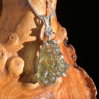 Raw Moldavite & Faceted Phenacite Necklace Sterling #3403