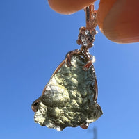 Raw Moldavite & Faceted Phenacite Necklace Sterling #3403