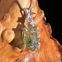 Raw Moldavite & Faceted Phenacite Necklace Sterling #3404