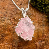 Crystallized Rose Quartz & Moldavite Necklace Sterling #4