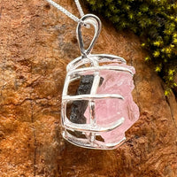 Crystallized Rose Quartz & Moldavite Necklace Sterling #4