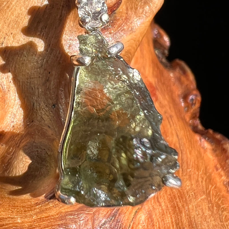 Moldavite & Faceted Phenacite Necklace Sterling #3405
