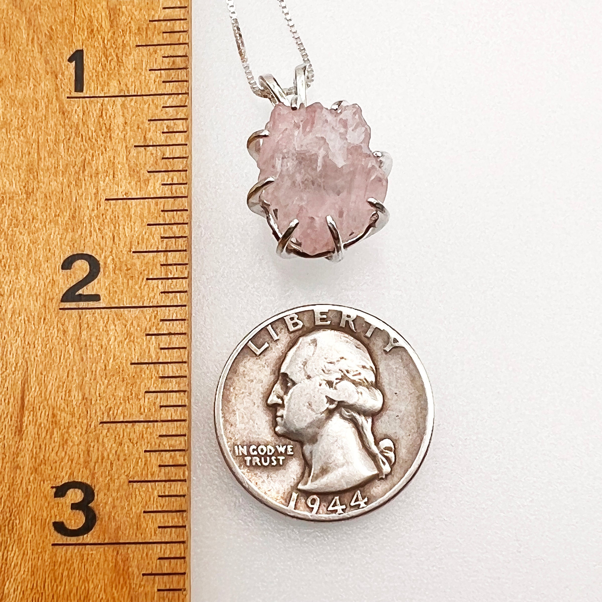 Crystallized Rose Quartz & Moldavite Necklace Sterling #5