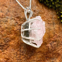 Crystallized Rose Quartz & Moldavite Necklace Sterling #6