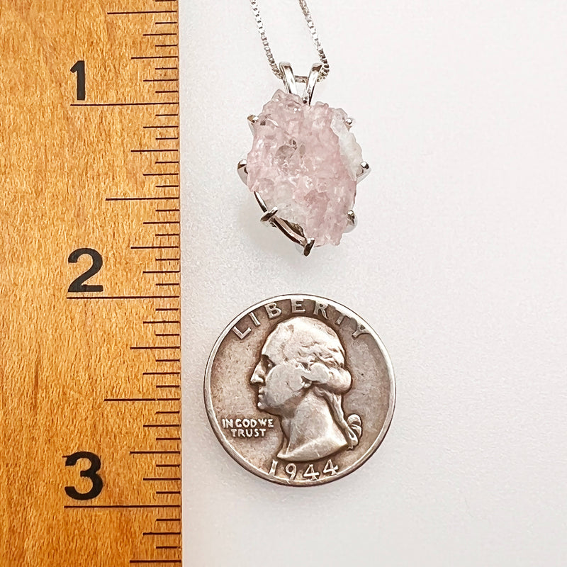 Crystallized Rose Quartz & Moldavite Necklace Sterling #6