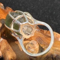 Moldavite Herkimer Diamond Silver Ring Size 7.5