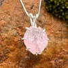 Crystallized Rose Quartz & Moldavite Necklace Sterling #7