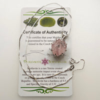 Crystallized Rose Quartz & Moldavite Necklace Sterling #7