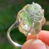 Moldavite Herkimer Diamond Silver Ring Size 7.5