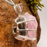 Crystallized Rose Quartz & Moldavite Necklace Sterling #9