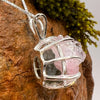 Crystallized Rose Quartz & Moldavite Necklace Sterling #11