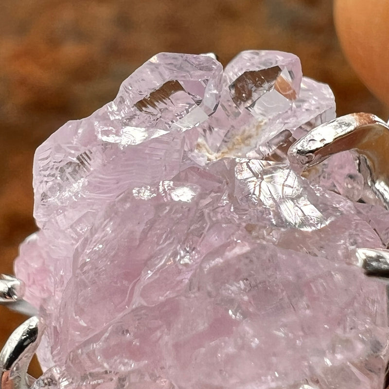 Crystallized Rose Quartz & Moldavite Necklace Sterling #11