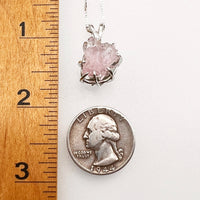 Crystallized Rose Quartz & Moldavite Necklace Sterling #11