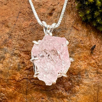 Crystallized Rose Quartz Necklace Sterling Silver #13