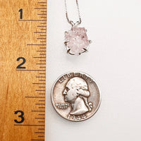 Crystallized Rose Quartz Necklace Sterling Silver #13