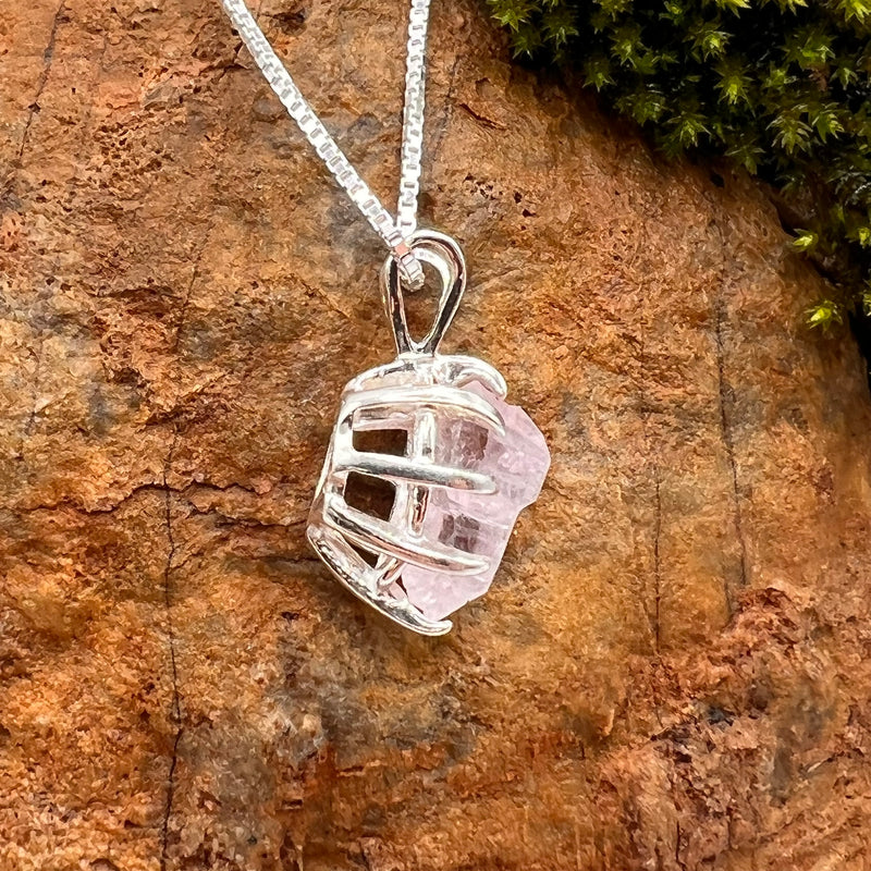 Crystallized Rose Quartz Necklace Sterling Silver #12