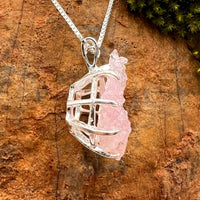 Crystallized Rose Quartz Necklace Sterling Silver #22